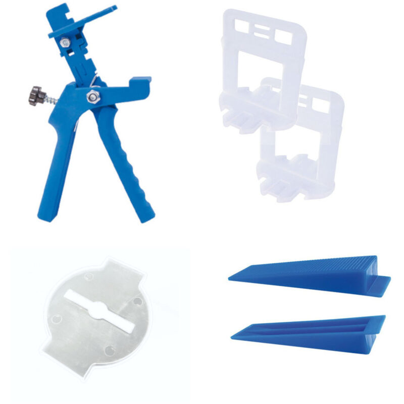 Kit de Pose Carrelage 301 Pièces avec Croisillons Autonivelants 2 mm - Comprend 100 Cales, 1 Pince et 100 Bagues de Protection - Outils de Finition