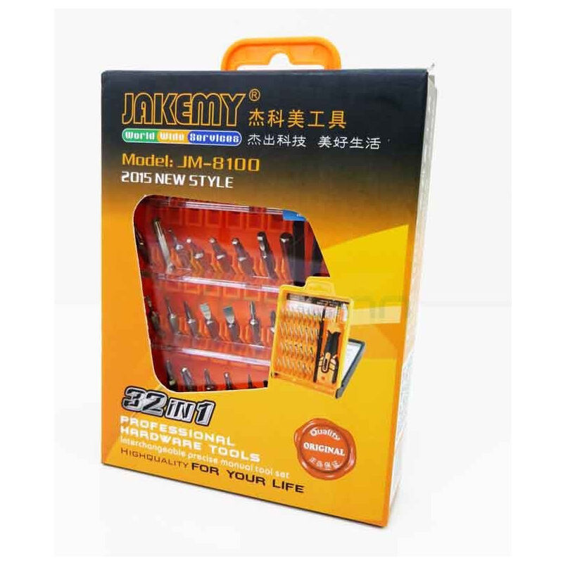 Trade Shop - kit 32 Werkzeuge Schraubendreher Pinzette Hardware Demontage ReparaturJM-8100 -