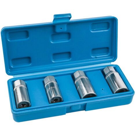 Kit 4 extracteurs de goujons, outil extraction goujons métrique, douilles cassés 6/8/10/12 mm, entraînement carré 12,5 mm, robuste