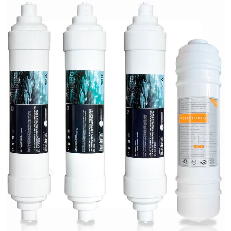 Rosmmel - kit 4 filtres en ligne compact osmoseur raccord spigot 2' x 10'