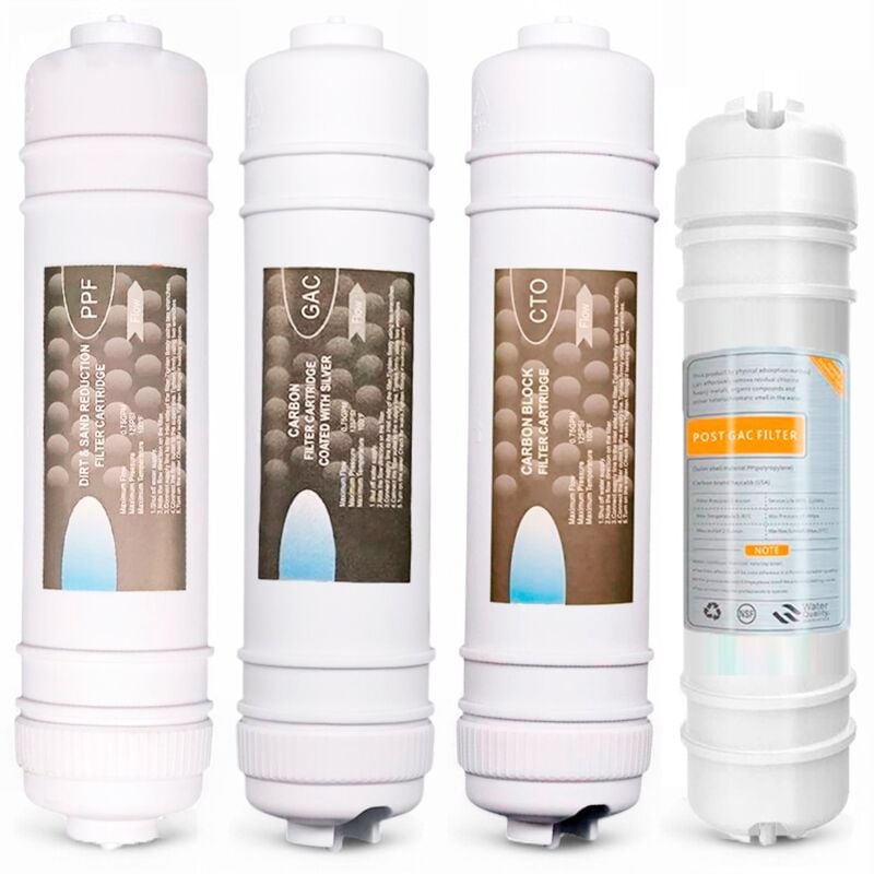 Rosmmel - Kit de remplacement 4 filtres pour système d'osmose inverse - Connexion rapide 1/4' type i