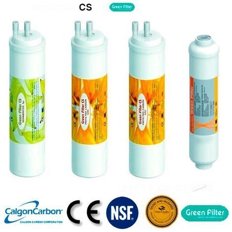 Kit 4 filtros recambio osmosis inversa green filter tipo CS pos filtro rosca 1/4"