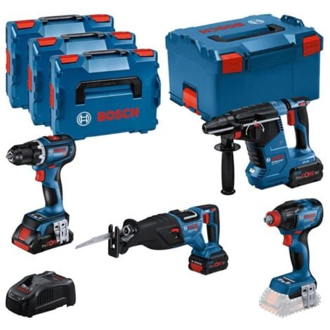 KIT 4 Outils 18V GSR/GDX/GBH/GSA - BOSCH - avec batteire 1 x ProCore 18V 4.0Ah - 2 x ProCore 18V 5.5Ah - Chargeur - L-Boxx - 0615990N37
