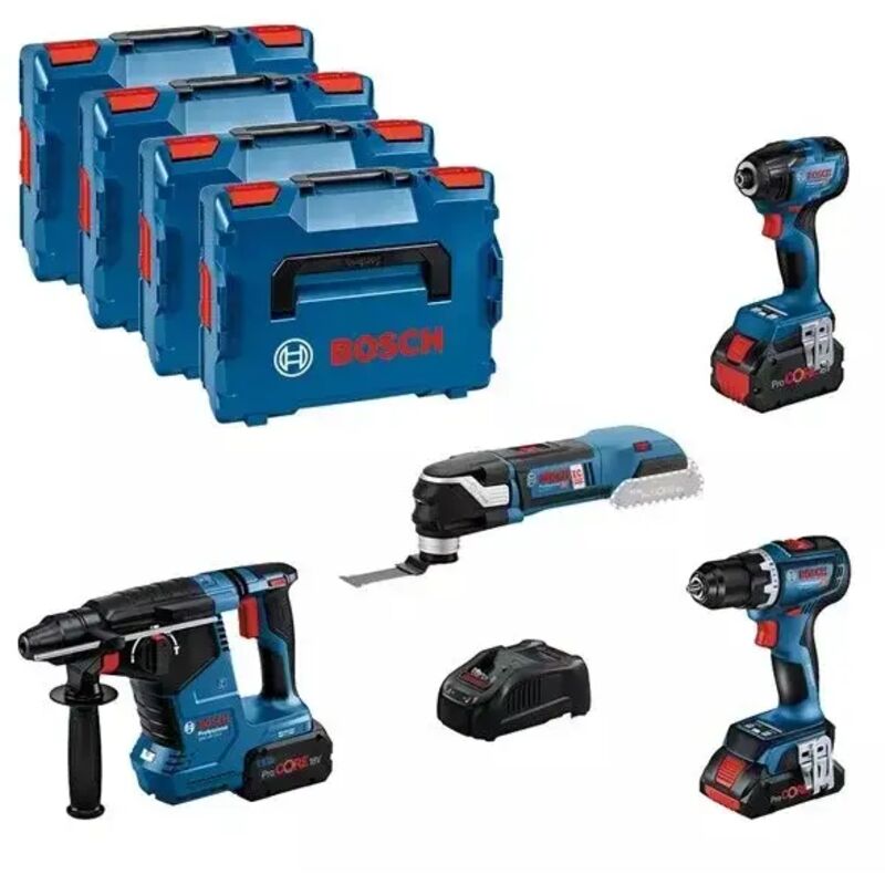 Bosch 0615990N34 Kit 4 elettroutensili 18 V a batteria per elettricisti