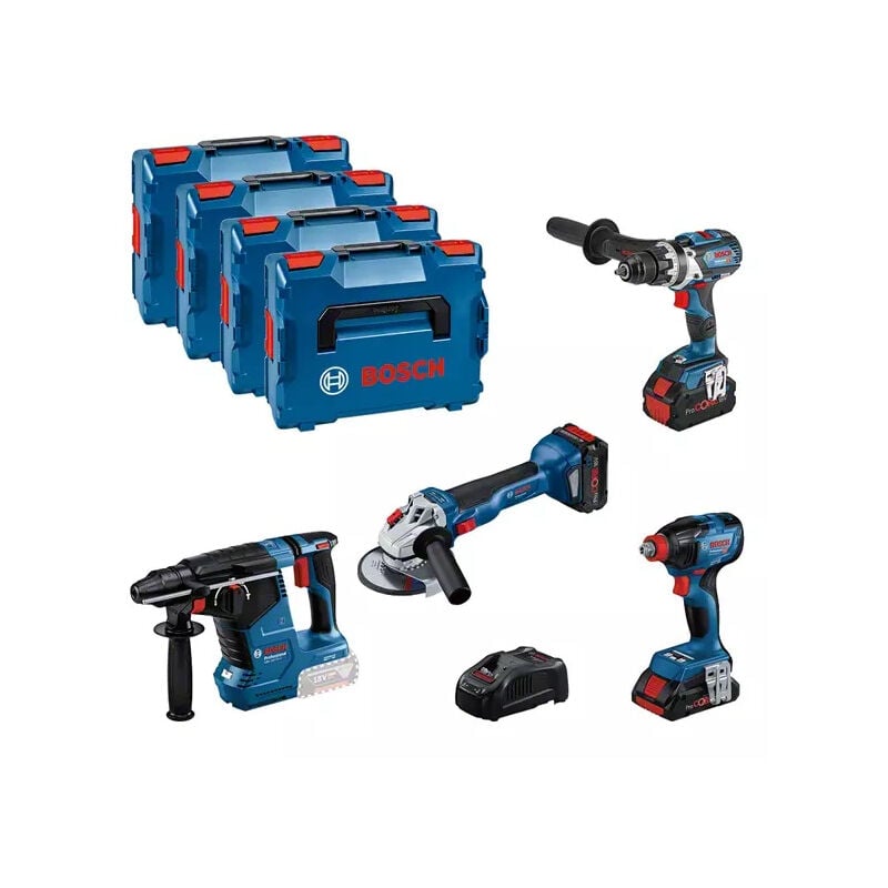 Bosch - kit 4 Outils gsr/gdx/gws/gbh +1 Batterie 4.0AH + 2 Batterie 5.5 ah - 0615990N32