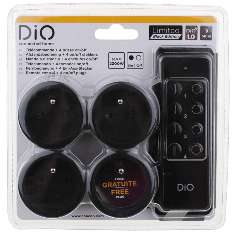 Kit 4 prises de commutation nano - télécommande 4 canaux - Chacon