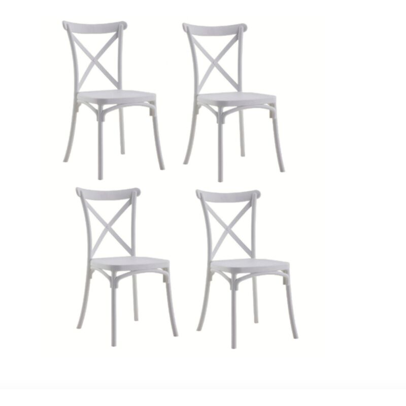 Image of FAR - kit 4 sedie polipropilene cucina bar ristorante sedia interno esterno bianco 412
