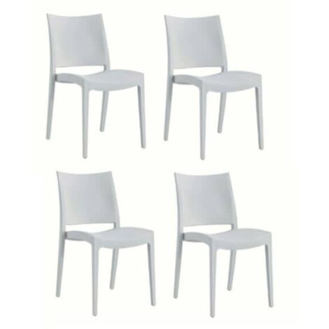 KIT 4 SEDIE POLIPROPILENE CUCINA BAR RISTORANTE SEDIA INTERNO ESTERNO BIANCO 587 flat