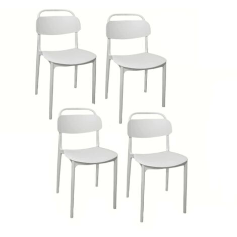 Kit 4 sedie polipropilene cucina bar ristorante sedia interno esterno bianco cue198