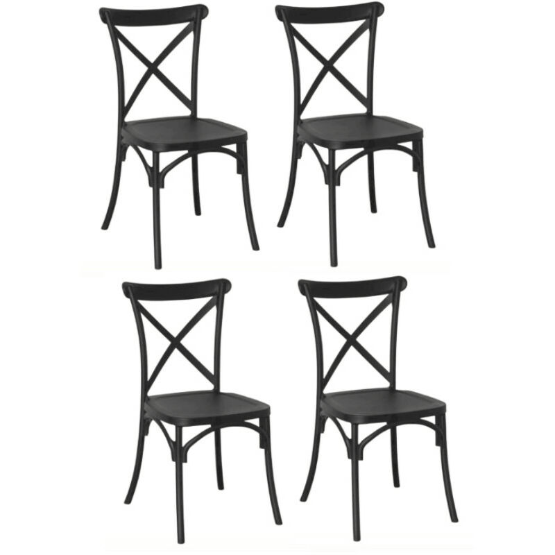 Image of Kit 4 sedie polipropilene cucina bar ristorante sedia interno esterno cross nero 436v