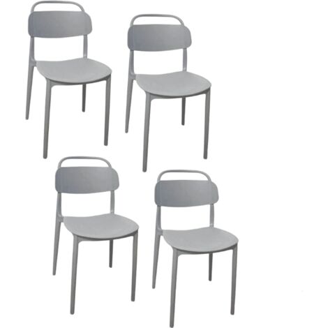 Kit 4 sedie polipropilene cucina bar ristorante sedia interno esterno grigio cue211