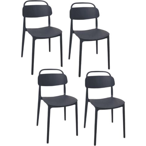 Kit 4 sedie polipropilene cucina bar ristorante sedia interno esterno nero cue228