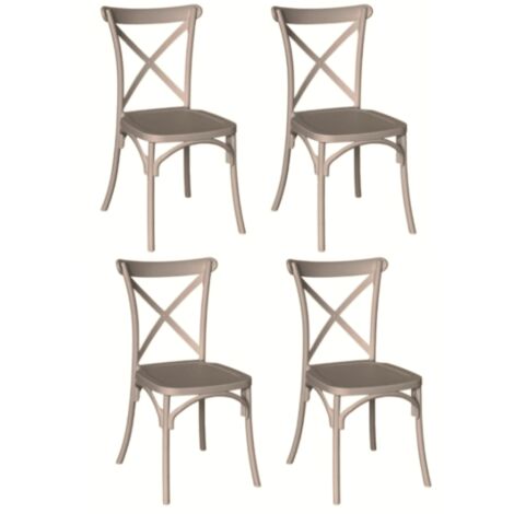 KIT 4 SEDIE POLIPROPILENE CUCINA BAR RISTORANTE SEDIA INTERNO ESTERNO TORTORA CROSS 443