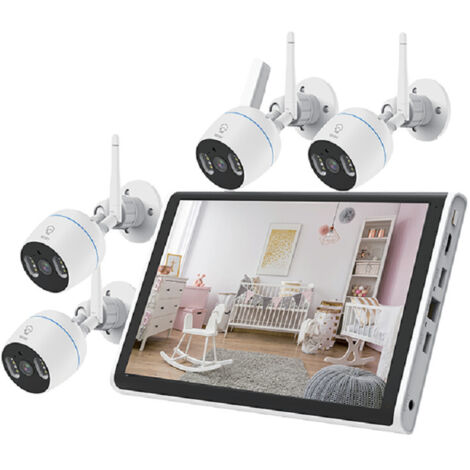 Kit 4 Telecamere Wifi Ip66 Avec Nvr 10.1" Tv-6125he 8+4