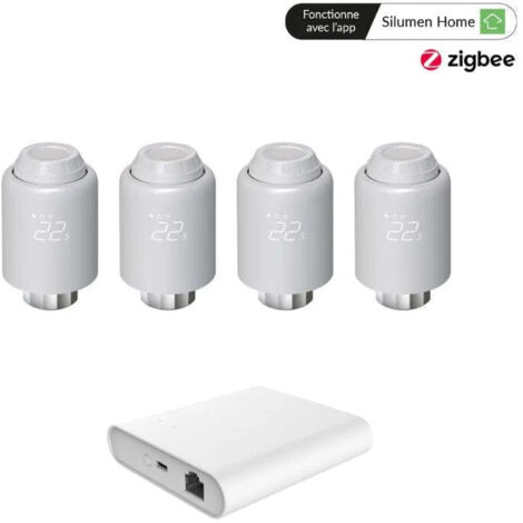 Kit 4 Têtes Thermostatiques Connectées + Passerelle ZigBee Ethernet - SILAMP