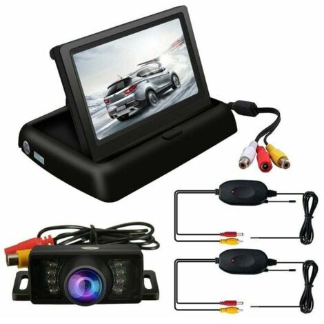 Kit 4.3&Prime Caméra Recul écran LCD Moniteur IR Vue Arriere Pliable Sans Fils Auto