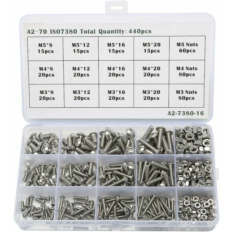 Kit 440 pz M3 M4 M5 Acciaio Inossidabile a Testa