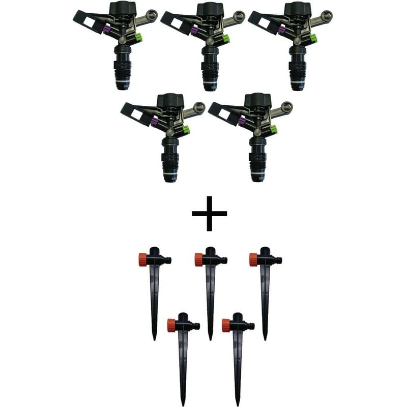

Kit 5 aspersores agricolas circulares 1/2' + 5 Pinchos Porta aspersor