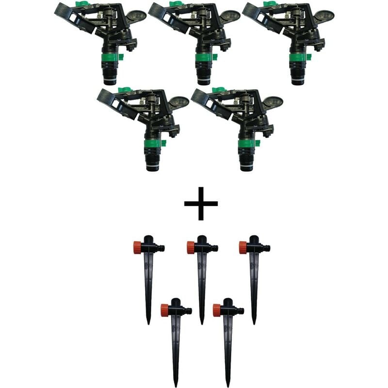 

Kit 5 aspersores agricolas sectoriales 1/2' + 5 Pinchos Porta aspersor
