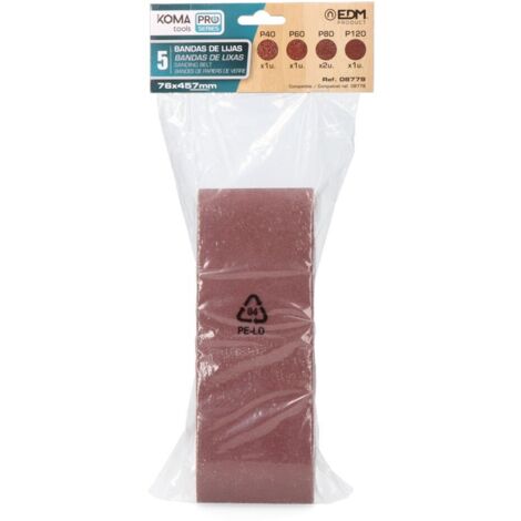 Kit 5 Carte Abrasive per Levigatrice a Nastro 08778 KomaTools