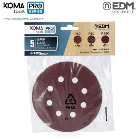 Kit 5 Carte Abrasive per Levigatrice Eccentrica 08780 KomaTools
