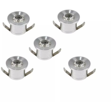 Kit 5 Faretti Luce Rosso Faretto Led A Incasso 1 Watt Trasformatore Silver P31