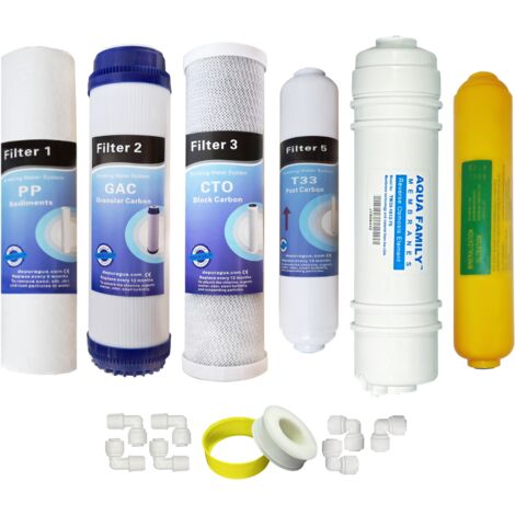 Kit 5 filtri, remineralizzatore, Membrana 75 GPD in linea ad