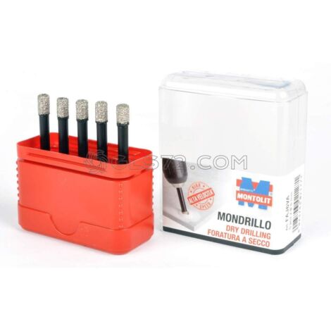 KIT 5 FRESAS DIAMANTADAS USO SECO Y HUMEDAD FAJ06 6 MM MONTOLIT MONDRILLO FAJ6VA