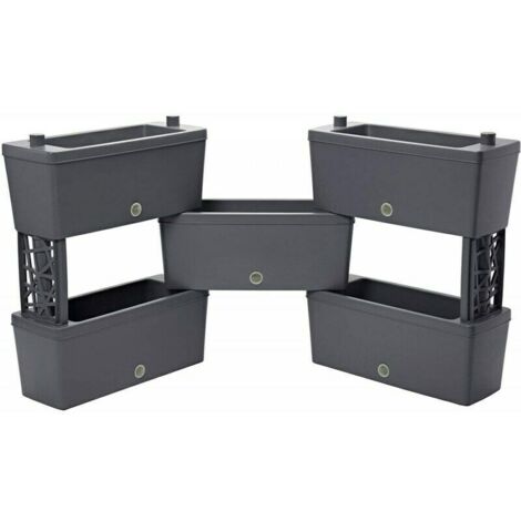 Kit 5 jardinières modulables - 59 x 23 cm - Gris - Livraison gratuite