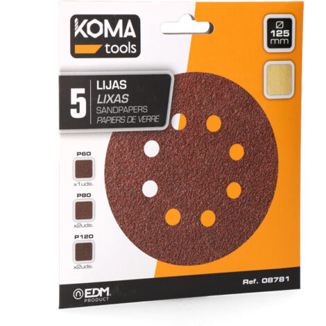 Kit 5 Lijas para Lijadora Excéntrica 08780 KomaTools