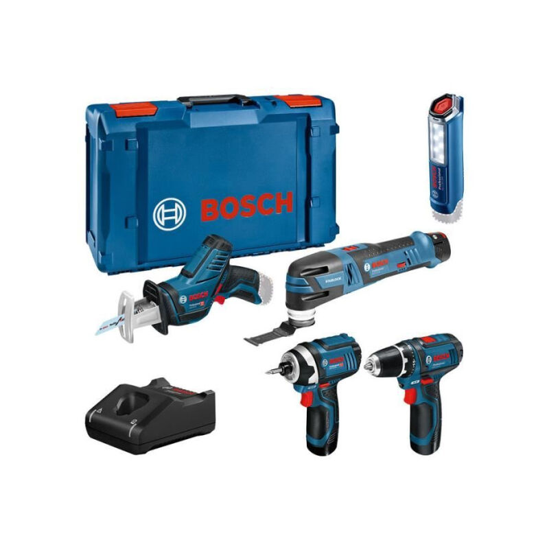 Bosch Professional - kit 5 outils : gsr 12V15 + gop 12V28 + gdr 12V105 + gsa 12V14 + gli 12V300 + 3x2,0Ah + Chargeur,XLBoxx-061599