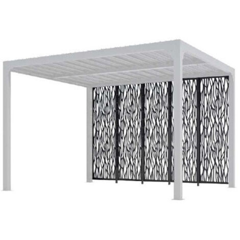 Kit 5 panneaux moucharabieh en acier époxy – Protection solaire et intimité – Dimensions 64,5 cm x H 213,3 cm – Gris anthracite – Altona