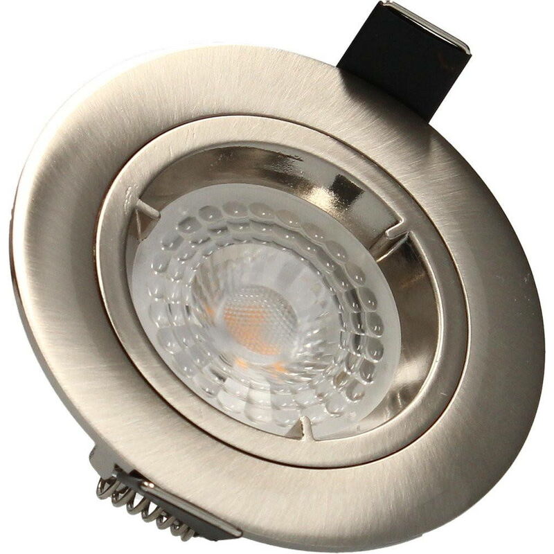 Lot 5 Spots encastrables acier saphyr GU10 5W 380lm Blanc Chaud - Arlux Lighting