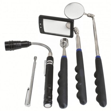 KIT 5 STRUMENTI MECCANICO AUTO SPECCHIETTO LED TELESCOPICO CALAMITA MAGNETE 5PUsa