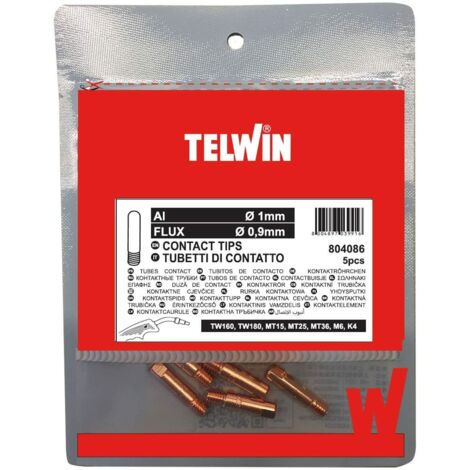 Kit 5 tubetti di contatto, al, flux 1-09 telwin 804086 x torce tw160 tw180 mt15
