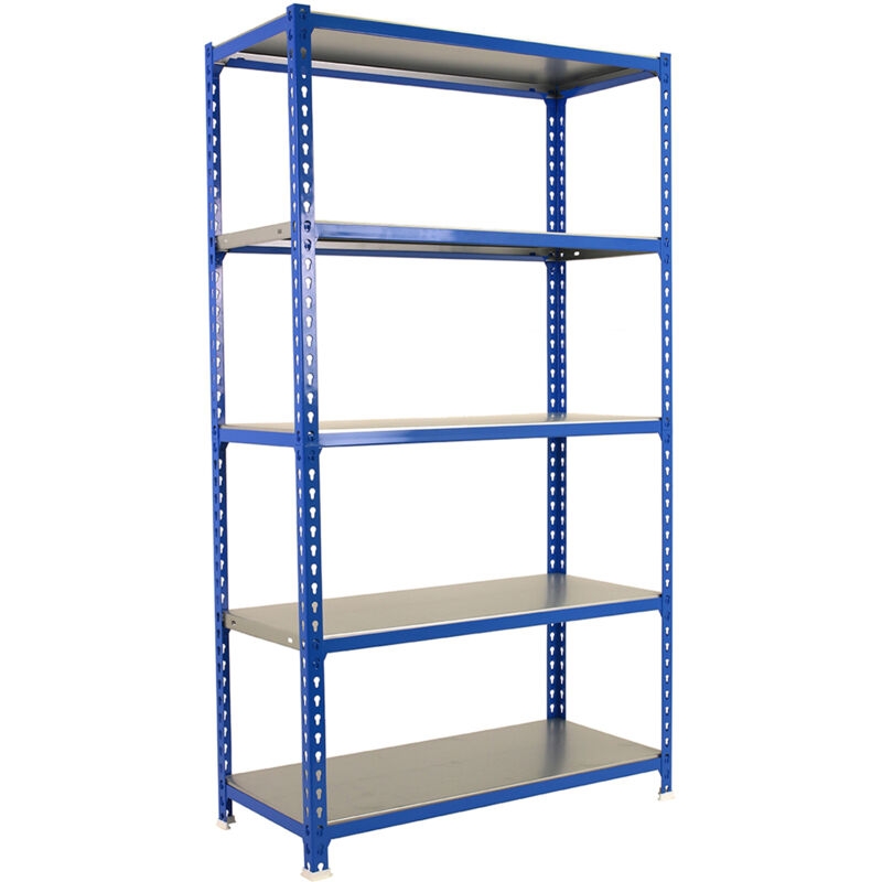 Simonrack - Scaffale Portaoggetti, 2000x1000x400 mm, 5 Ripiani, Portata 180 kg per Ripiano, Metallo, Scaffale da Garage, Blu/Zincato – Simonclick