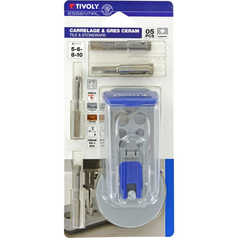 Tivoly - Kit 5pcs Perçage carrelage/grès-cérame