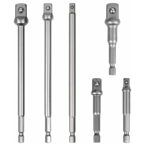 kit 6 adattatori x chiavi a bussola quadrate impatto percussione 1/4" 3/8" 1/2" 96033