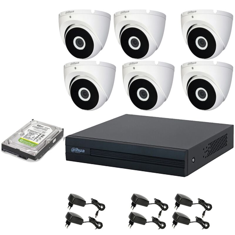 Dahua - kit 6 cameras 2 mpx dome dvr 8 channels hd 1TB 1
