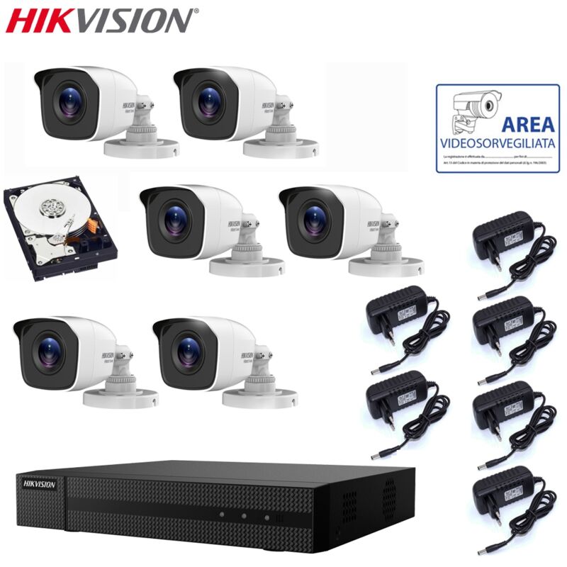 Kit 6 Cameras Hikvision Dvr 8 Canaux Video Surveillance 2 Mpx Hd 320 Gb