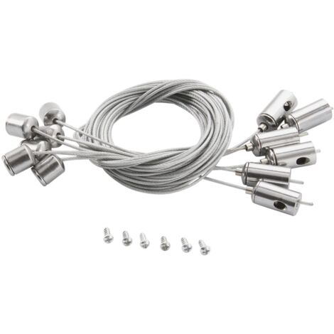 "Kit 6 cavi 150 cm in acciaio per sospensione."