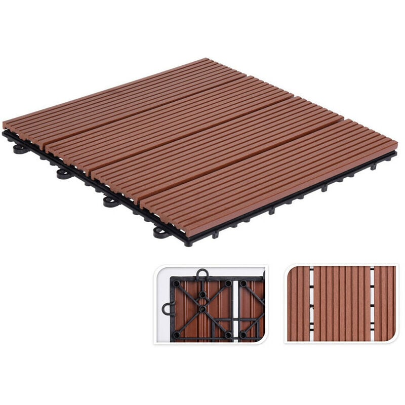 EDM - Kit 6 dalles pvc 30x30cm pour terrasse