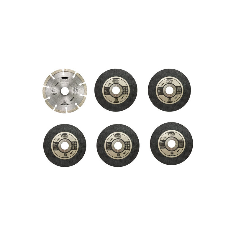 Ryobi 125mm Angle Grinder Accessory Set (6 pieces) RAK6AGD125