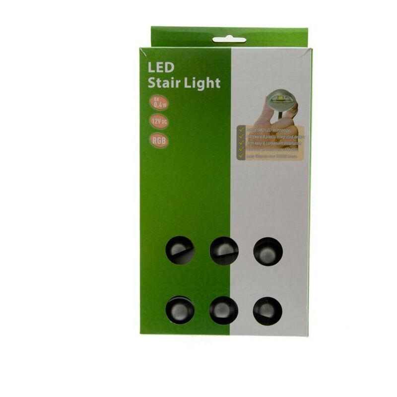 

Kit 6 focos LED empotrables balizas para escalera RGB 0,4W 12V-DC IP67 | RGB