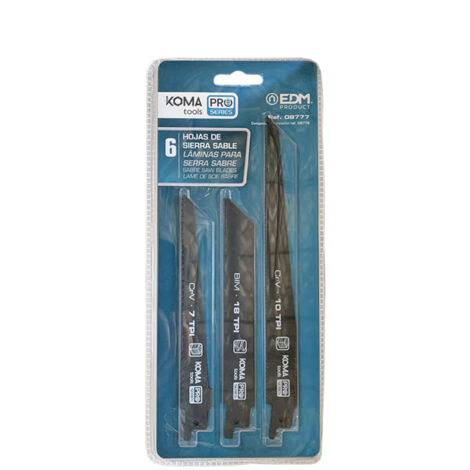 Kit 6 hojas de sierra de sable recambio para 08776 koma tools