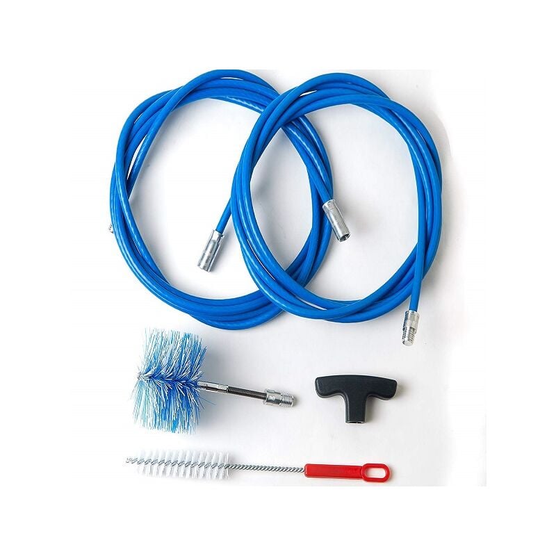 Cheminee Kit ramonage cheminee 6 m avec conduits a pellets dn 80, brosse articulee professionnelle