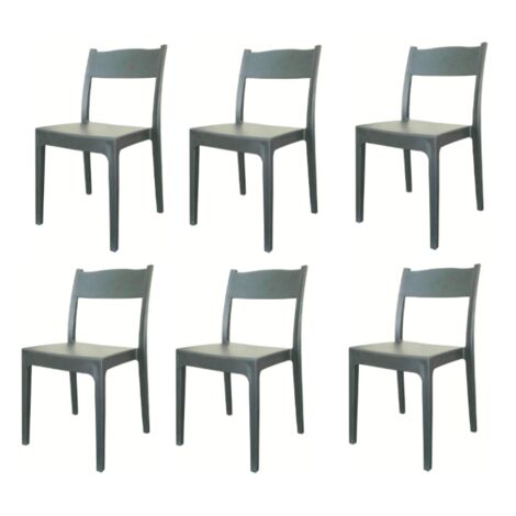 KIT 6 SEDIE POLIPROPILENE BAR RISTORANTE SEDIA INTERNO ESTERNO GIARDINO ANTRACITE