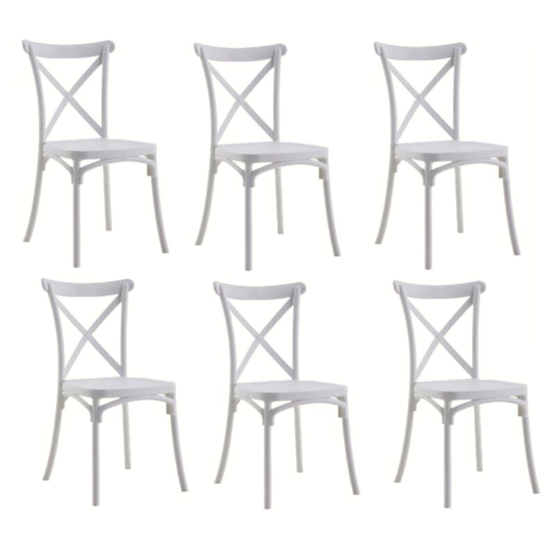 Image of Kit 6 sedie polipropilene cucina bar ristorante sedia interno esterno bianco 412