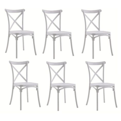KIT 6 SEDIE POLIPROPILENE CUCINA BAR RISTORANTE SEDIA INTERNO ESTERNO BIANCO 412