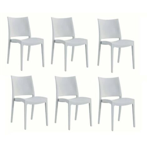 KIT 6 SEDIE POLIPROPILENE CUCINA BAR RISTORANTE SEDIA INTERNO ESTERNO BIANCO 587 flat